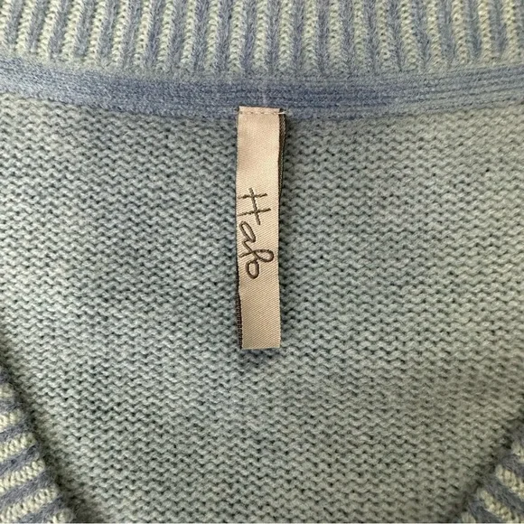 Halo Men’s Blue V-Neck Pullover 100% Cashmere Sweater Size S/M
